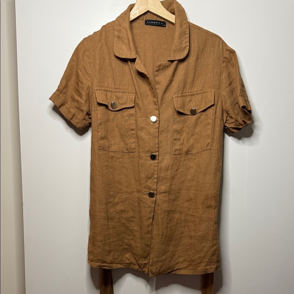 Sandro Chestnut Button-Up Shirt